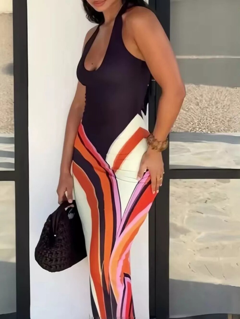 Halter Neck Maxi Dress with Abstract Print - Picture 5 of 5